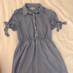 Blue and White Striped Dress